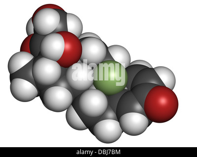 Betamethasone immunosuppresseur anti-inflammatoires et des médicaments stéroïdes, la structure chimique. Les atomes sont représentés comme des sphères. Banque D'Images