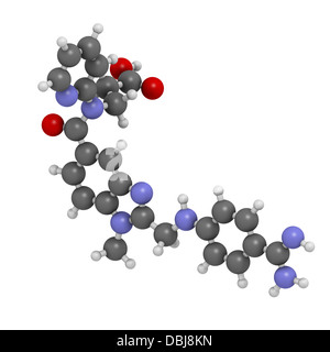 Le dabigatran anticoagulant (inhibiteur direct de la thrombine), la structure chimique. Les atomes sont représentés comme des sphères. Banque D'Images