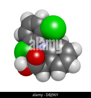 Diclofenac douleur et l'inflammation (AINS), la structure chimique. Les atomes sont représentés comme des sphères avec code couleur classiques Banque D'Images