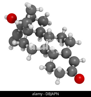 Levonorgestrel pilule anti-drogue, la structure chimique. Les atomes sont représentés comme des sphères avec codage couleur classiques Banque D'Images