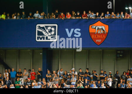 Kansas City, KS, États-Unis d'Amérique. 31 juillet, 2013. 31 juillet 2013 : fête du jeu de la signalisation dans la seconde moitié lors de la MLS All-Star Game entre les Roms et la MLS All-Stars à Livestrong Stadium de Kansas City KS Credit : csm/Alamy Live News Banque D'Images