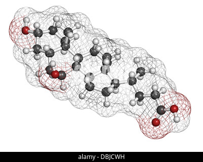 L'Ursodiol (ursodeoxycholic acid, UDCA) médicament Traitement des calculs biliaires, la structure chimique. Banque D'Images