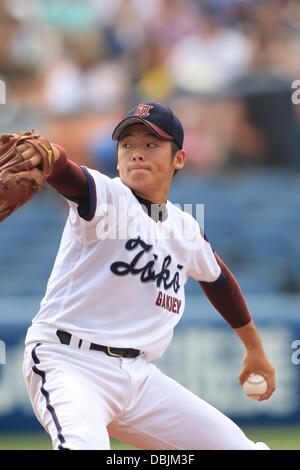 Yuki Matsui (Toko Gakuen), 25 juillet 2013 - Baseball : Préfecture Kanagawa tournoi de qualification pour le 95e championnat de baseball de l'école secondaire nationale, quart de finale match entre Toko Gakuen 2-3 Yokohama au stade de Yokohama à Kanagawa, Japon. (Photo de Katsuro Okazawa/AFLO) Banque D'Images