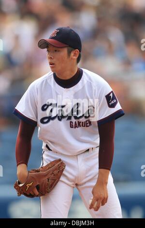 Yuki Matsui (Toko Gakuen), 25 juillet 2013 - Baseball : Préfecture Kanagawa tournoi de qualification pour le 95e championnat de baseball de l'école secondaire nationale, quart de finale match entre Toko Gakuen 2-3 Yokohama au stade de Yokohama à Kanagawa, Japon. (Photo de Katsuro Okazawa/AFLO) Banque D'Images