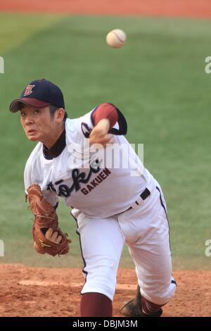 Yuki Matsui (Toko Gakuen), 25 juillet 2013 - Baseball : Préfecture Kanagawa tournoi de qualification pour le 95e championnat de baseball de l'école secondaire nationale, quart de finale match entre Toko Gakuen 2-3 Yokohama au stade de Yokohama à Kanagawa, Japon. (Photo de Katsuro Okazawa/AFLO) Banque D'Images