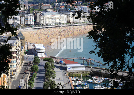 Vue panoramique de la baie de La Concha à San Sebastian Banque D'Images