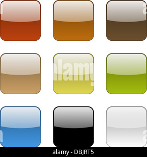 Application web colorés boutons isolés illustration collection vide Banque D'Images