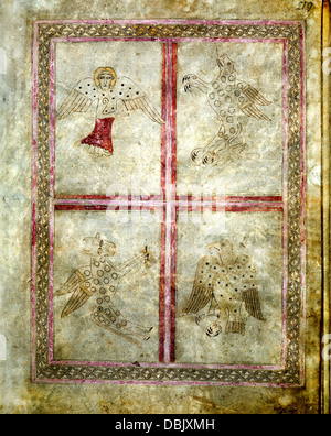 Les Évangiles Lichfield AD 720-30, les quatre évangélistes page 219 Banque D'Images
