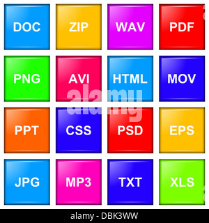 Extension de fichier icône illustration série colorée Banque D'Images