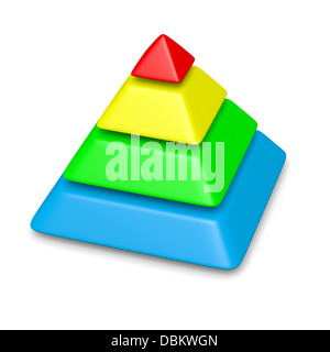 Vide 4 niveaux colorés pyramide pile graphique avec ombre 3d illustration Banque D'Images