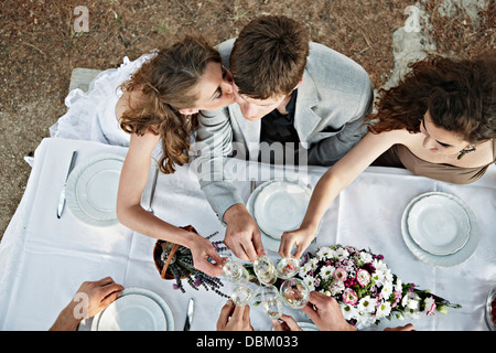 Le couple de mariage Table de mariage à l'extérieur, Italy, Europe Banque D'Images