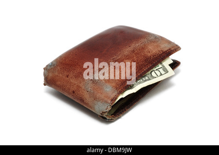 Ancien portefeuille avec 10 dollars Banque D'Images