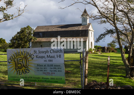 Église de mission catholique Saint-Joseph à Kaupo, Maui à Hawaï. Banque D'Images