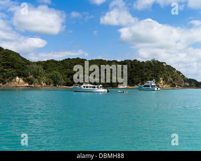 Dh Urupukapuka Island BAY OF ISLANDS NOUVELLE ZÉLANDE Cruiser yachts ancrés au large des côtes Banque D'Images