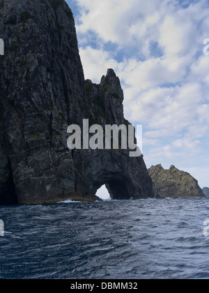 Dh Piercy Island BAY OF ISLANDS NOUVELLE ZÉLANDE Trou dans la roche des falaises de l'île de Motukokako Banque D'Images