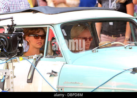 Kelli Garner, Margot Robbie ABC's new TV show 'Pan Am' tournage sur place à Manhattan, New York City, USA - 12.08.11 Banque D'Images