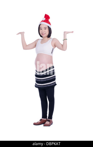 Pregnant woman celebrating Christmas Banque D'Images