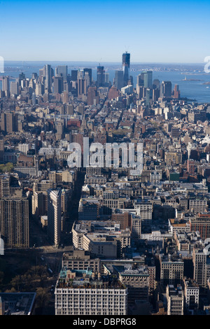 Vue sud de l'Empire State Building, New York Banque D'Images