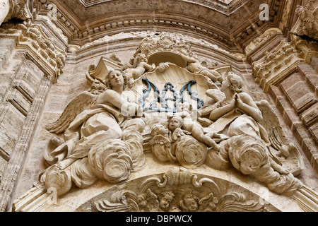 Détail de l'entrée de la Cathédrale de Valencia Banque D'Images