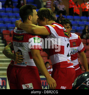 Wigan, UK. 09Th Aug 2013. Au cours de la fête de Wigan Rugby Super League entre Wigan Warriors fixture et Hull Kingston Rovers du DW Stadium. Credit : Action Plus Sport/Alamy Live News Banque D'Images