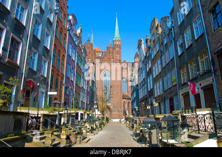 Rue Mariacka à l'aube, Gdansk, Pologne Banque D'Images