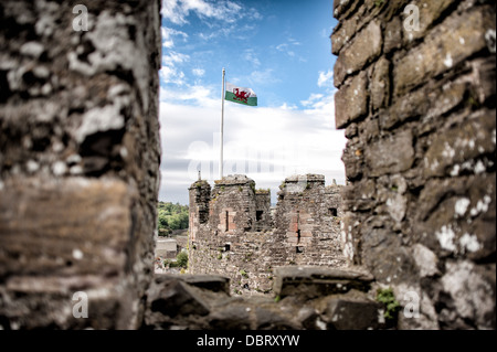 CONWY, Pays de Galles - Château de Conwy est un château médiéval construit par Édouard I à la fin du 13e siècle. Elle fait partie d'une ville fortifiée de Conwy et occupe un point stratégique sur la rivière Conwy. Il est répertorié comme un site du patrimoine mondial. Banque D'Images