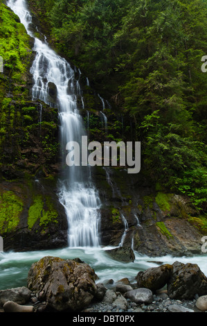 Cascade à côté de la rivière, Boulder Boulder River Wilderness, mont Baker-Snoqualmie National Forest, North Carolina, USA Banque D'Images