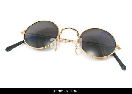 Lunettes de soleil rétro encadrées ronde isolated on white Banque D'Images