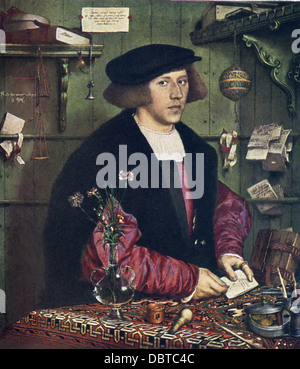 Hans Holbein le Jeune (1497-1543), artiste exceptionnel de la Renaissance allemande, George Gisze peint. Banque D'Images
