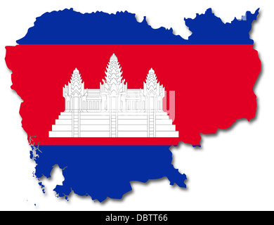 La carte et drapeau du Cambodge Banque D'Images