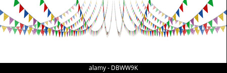 Concept du pavillon noir sur un fond blanc comme une icône de la publicité et du marketing de joie pour un anniversaire ou un événement spécial comme un design horizontal en perspective comme élément graphique pour la communication. Banque D'Images