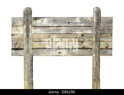 En bois très ancienne billboardm isolated on white Banque D'Images