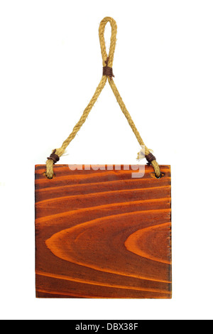 Pancarte en bois vide, la pendaison par corde Banque D'Images