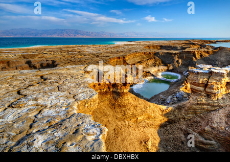 Gouffres près de la Mer Morte à Ein Gedi, Israël. Banque D'Images