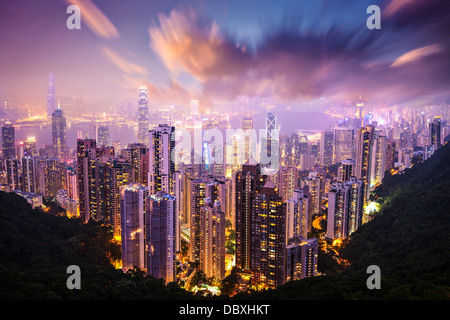 Hong Kong, Chine skyline de Victoria Peak. Banque D'Images