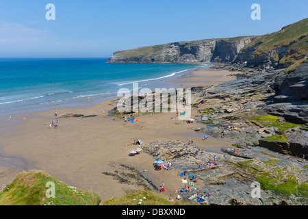 Trebarwith Strand beach près de Tintagel Cornwall England UK Banque D'Images