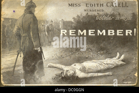 La Première Guerre mondiale carte postale d'Edith Cavell Banque D'Images