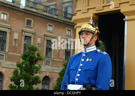 La Garde royale au Palais Royal de Stockholm, Suède Banque D'Images