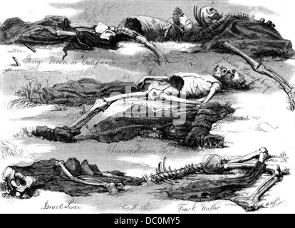 1800 1874 hommes assassinés par des organes DESSIN ALFRED PACKER PERDU SNOWBOUND CANNIBAL LA TRAGÉDIE DU COLORADO Banque D'Images
