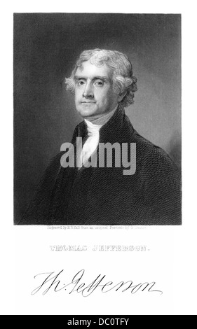 Années 1700 Années 1770 1776 Portrait de Thomas Jefferson troisième président des États-Unis d'Amérique DÉCLARATION D'INDÉPENDANCE DE L'AUTEUR Banque D'Images