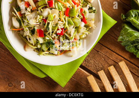 Le Bok Choy et asiatique salade dans un bol de Ramen Banque D'Images