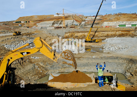 Afrique du Sud près de Ladysmith 2009 Construction du barrage de Bedford Pumped Storage Système réside une limite supérieure et inférieure ; Barrages Barrage 4,6 km Banque D'Images