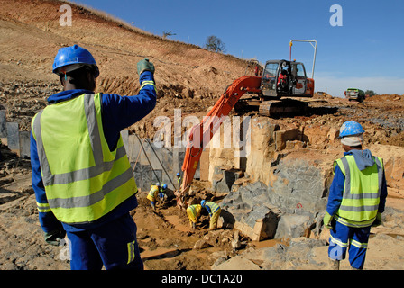 Afrique du Sud près de Ladysmith 2009 Bramhoek Ingula Construction/barrage Pumped Storage Système réside une limite supérieure et inférieure ; Barrages Barrage Banque D'Images