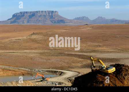 Afrique du Sud près de Ladysmith 2009 Construction du barrage de Bedford Pumped Storage Système réside une limite supérieure et inférieure ; Barrages Barrage 4,6 km Banque D'Images