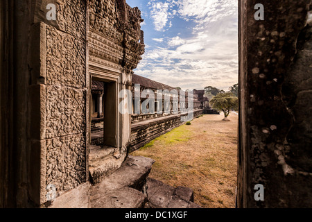 Cour du temple à Angkor Wat, Siem Reap, Cambodge Banque D'Images