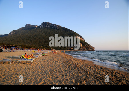 Italie, Latium, Parc National Circeo, Mont Circeo et plage de Sabaudia Banque D'Images