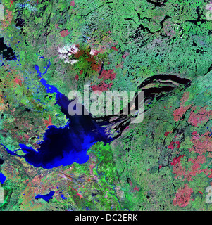 Image satellite du Grand lac des Esclaves au Canada Banque D'Images