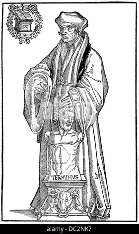 Portrait d'Erasme de Rotterdam, Desiderius von 1465 - 1536, d'un humaniste néerlandais, théologien, philosophe, universitaire et auteur Banque D'Images