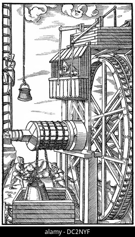 Illustration historique du xixe siècle, les opérations minières dans le 16e siècle Banque D'Images