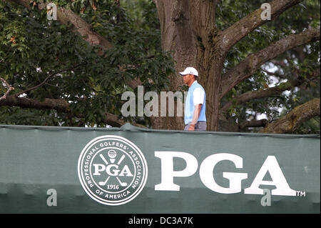 Rochester, New York, USA. Le 06 août, 2013. Tiger Woods lors d'une ronde de pratique lors de la 95e Championnat de la PGA à Oak Hill Country Club à Rochester, New York. Credit : Action Plus Sport/Alamy Live News Banque D'Images